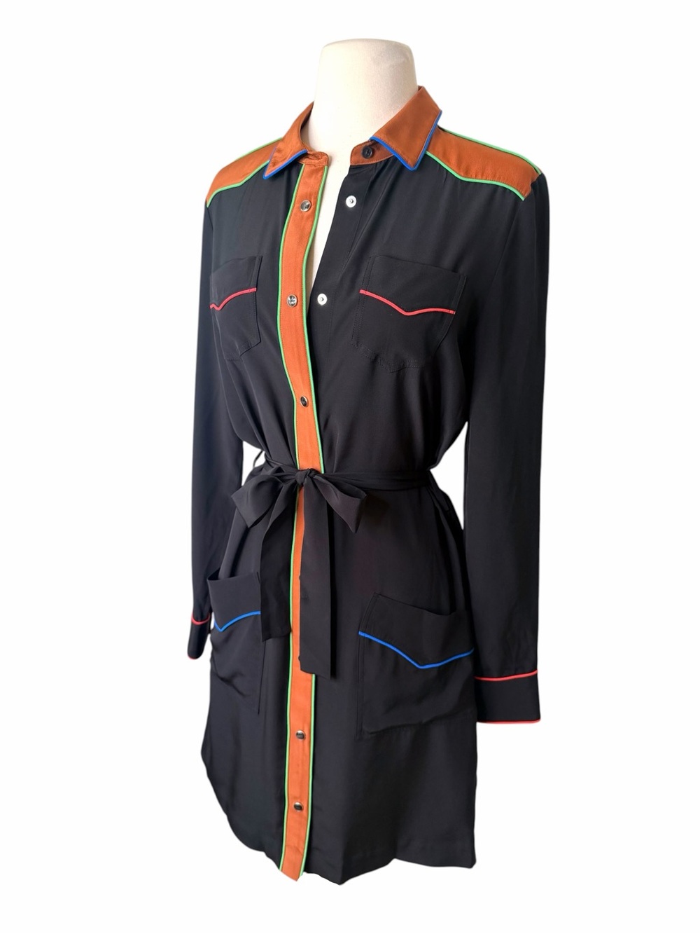 COACH New with Tags SOLID SILK BlACK SHIRT DRESS. Size 2. - Picture 9 of 15